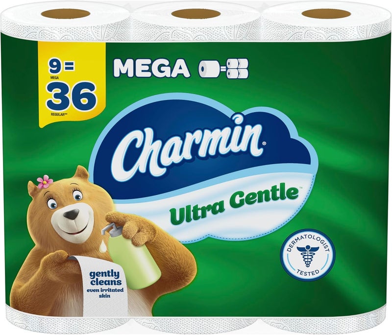Charmin Ultra Gentle Toilet Paper, 9 Mega Rolls, 231 Sheets Per Roll - Image 1